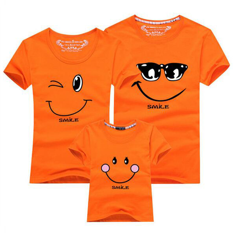 Cotton Family Matching T-Shirts with Short Sleeves