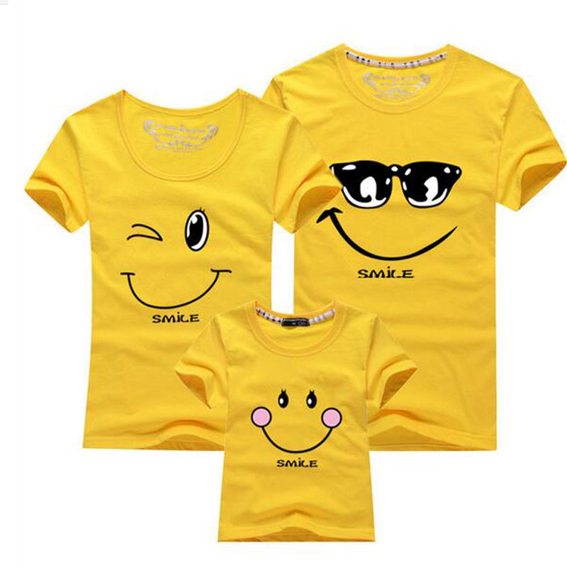 Cotton Family Matching T-Shirts with Short Sleeves