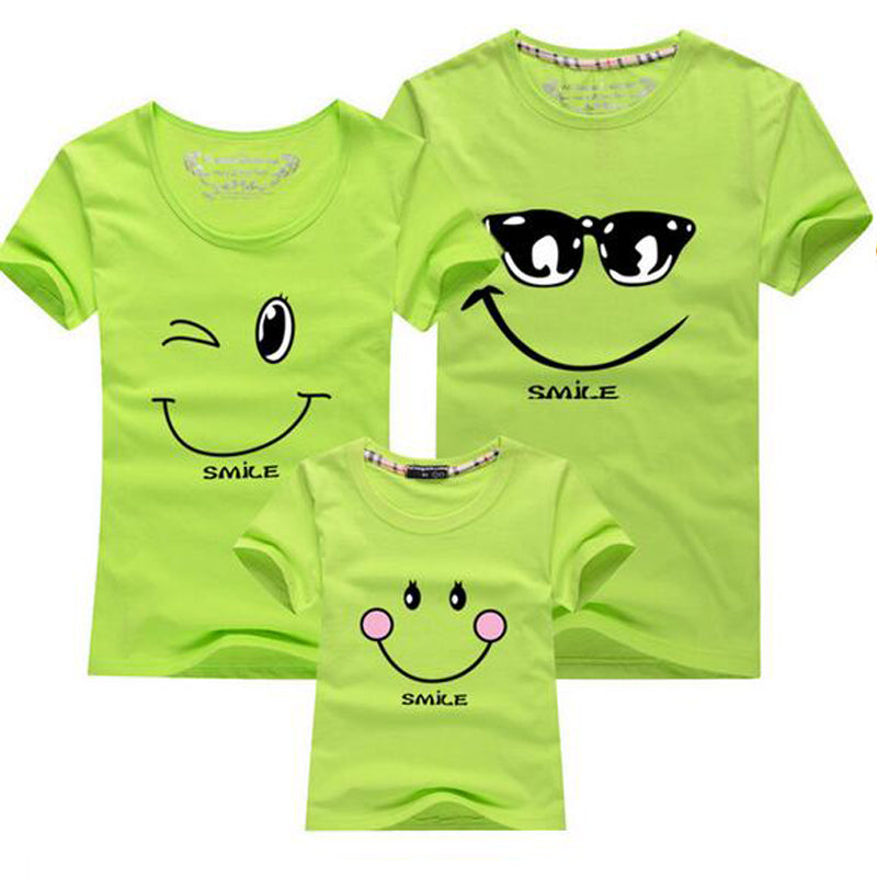 Cotton Family Matching T-Shirts with Short Sleeves