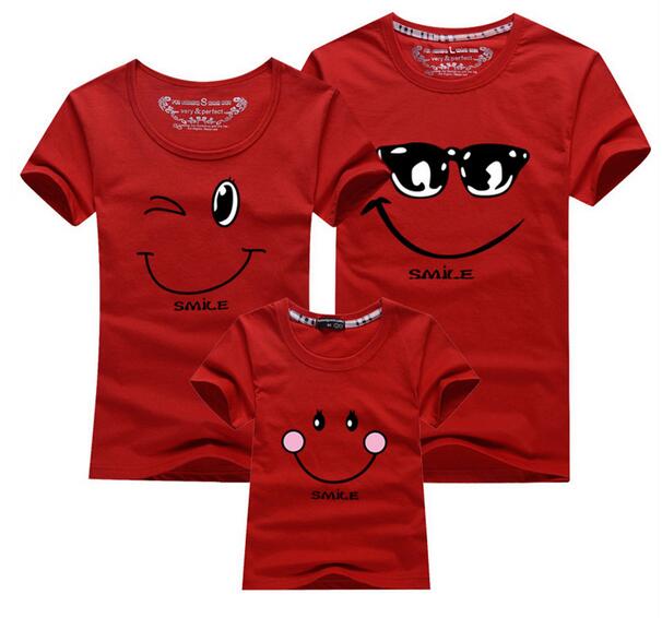 Cotton Family Matching T-Shirts with Short Sleeves