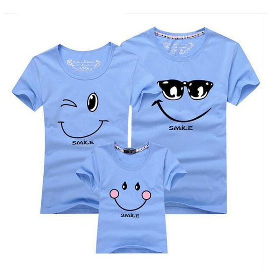 Cotton Family Matching T-Shirts with Short Sleeves