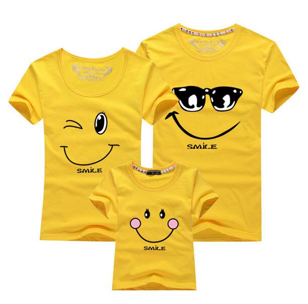 Cotton Family Matching T-Shirts with Short Sleeves