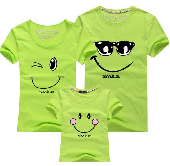 Cotton Family Matching T-Shirts with Short Sleeves