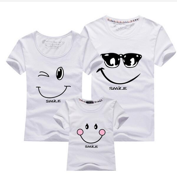 Cotton Family Matching T-Shirts with Short Sleeves