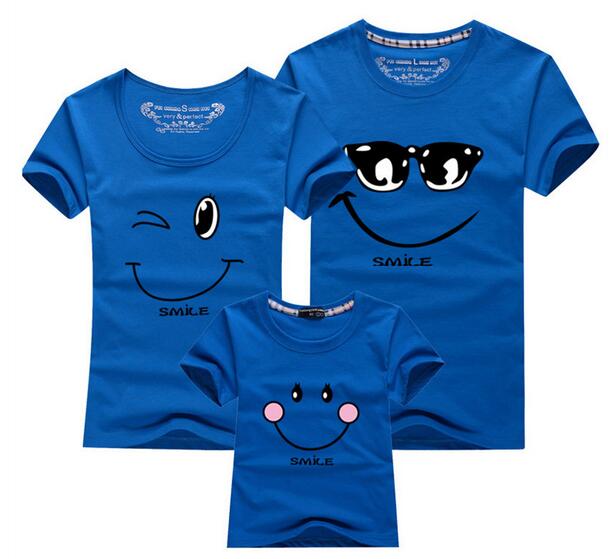 Cotton Family Matching T-Shirts with Short Sleeves