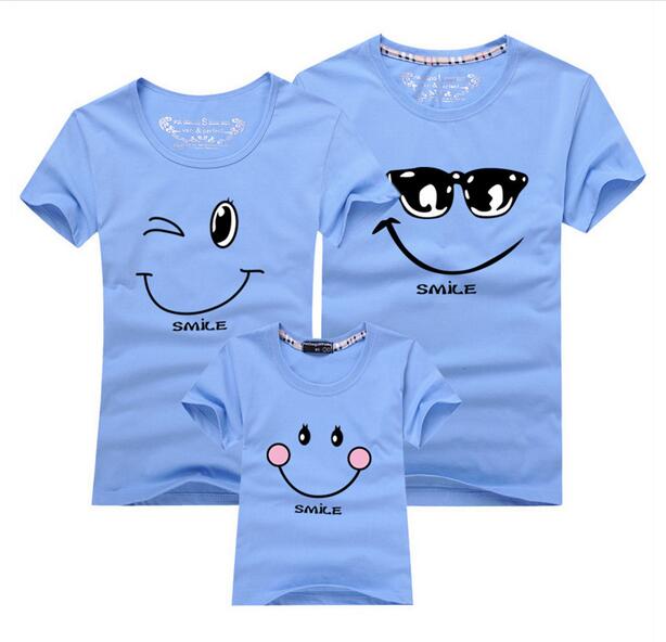 Cotton Family Matching T-Shirts with Short Sleeves